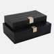 23221#S/2 10/11" Weave Design Boxes W/ Hardware, Black/g