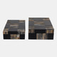 23223#S/2 10/11" Etched Patterned Boxes, Black/brown