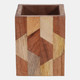 23228#4x3" Wood Inlay Pencil Cup, Brown