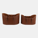 23231#S/2 19/21" Faux Leather Storage Baskets, Camel