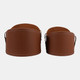 23231#S/2 19/21" Faux Leather Storage Baskets, Camel