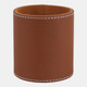 23233-02#4x3" Faux Leather Pencil Cup W/ Stitching, Camel
