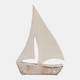 23235-01#12x8" Distressed Wood Sailboat, White/natural