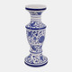 23290-02#12x4" Chinoiserie Taper & Pillar Holder, Blue/wht