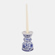 23295#6x4" Chinoiserie Taper & Pillar Holder, Blue/white