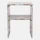 23307#22x16" Marble Side Table W/ Shelf, Brown/ivory