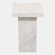 23312#22x14" Marble Square Side Table, White