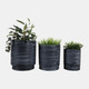 23325#S/3 9/11/13" Tall Metal Pedestal Planters, Gray
