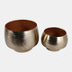 23326#S/2 9/11" Textured Curved Metal Planters, Gold