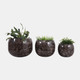 23328-03#S/3 9/12/14" Marbled Finish Round Metal Planters, 