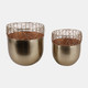 23331-02#S/2 10/12" Metal Wire Planters, Gold