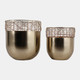 23331-02#S/2 10/12" Metal Wire Planters, Gold