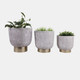 23332-01#S/3 10/12/14" Marbled Finish Planters, Ivory/gold