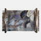 18800-03#14x9" Agate Tray W/ Gold Handles, Blue