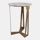 23335#22x16" Modern Marble & Metal Accent Table, Ivory/g