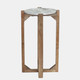 23340-02#24x12" Modern Wood & Marble Drink Table, Iv/br, Kd