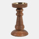 23358-01#7x4" Ribbed Mango Wood Pillar Holder, Natural