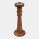 23358-02#13x6" Ribbed Mango Wood Pillar Holder, Natural