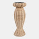 23359-02#11x4" Handwoven Raffia Pillar Holder, Natural