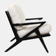 23366#27x34" Faux Fur Accent Chair, Ivory/black, Kd