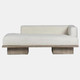 23374#79x37" Linen & Wood Chaise Lounger, Ivory