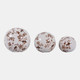 23347#S/3 4/5/6" Birds & Blooms Orbs, Brown/white
