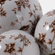 23347#S/3 4/5/6" Birds & Blooms Orbs, Brown/white