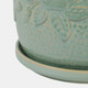 23391-02#S/2 6/8" Rose Embossed Saucer Planters, Sage Green