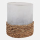 23398-02#7x6" Woven Base Hurricane, Natural/clear