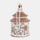 21986-01#7x5" Chinoiserie Pagoda Bird House, Brown/white