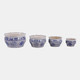 23403#S/4 6/8/10/13" Chinoiserie Planters, Blue/white