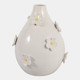 23410-02#10x8" Daisy Applique Vase, Ivory/yellow