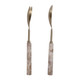 EV23522-01#S/2 11" Seville Beige Marble Salad Utensil Set 