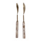 EV23522-01#S/2 11" Seville Beige Marble Salad Utensil Set 