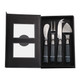 EV23529#S/4 7" Shreve Black Luster Glass Cheese Knife Set 