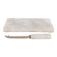 EV23543#S/2 8x6" Sylvania White Quartz Cheeseboard And Kni