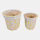 19141-04#Cer, S/2 6/8" Chinoiserie Pot Planters, Yellow