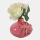 23570-02#6x5" Dahlia Applique Short Bud Vase, Dusty Rose