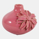 23570-02#6x5" Dahlia Applique Short Bud Vase, Dusty Rose