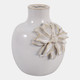 23571-01#6x5" Dahlia Applique Tall Bud Vase, Ivory