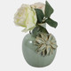 23571-03#6x5" Dahlia Applique Tall Bud Vase, Sage Green