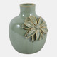 23571-03#6x5" Dahlia Applique Tall Bud Vase, Sage Green