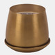 80599-02#5" 14 Oz Canilla Metal Saucer Candle, Gold