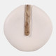 23578-02#18x17" Ecomix & Mango Wood Round Vase, White/natur