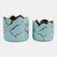 20318-05#S/2 6/7" Clouds Planter,vase, Light Turquoise/gold