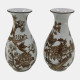 23594#S/2 8" Chinoiserie Bud Vases, Brown/white