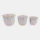 23613-01#S/3 8/9/11" Wildflower Ruffle Edge Planters, Ivory