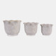 23613-01#S/3 8/9/11" Wildflower Ruffle Edge Planters, Ivory