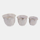 23613-01#S/3 8/9/11" Wildflower Ruffle Edge Planters, Ivory