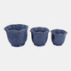 23613-02#S/3 8/9/11" Wildflower Ruffle Edge Planters, Blue